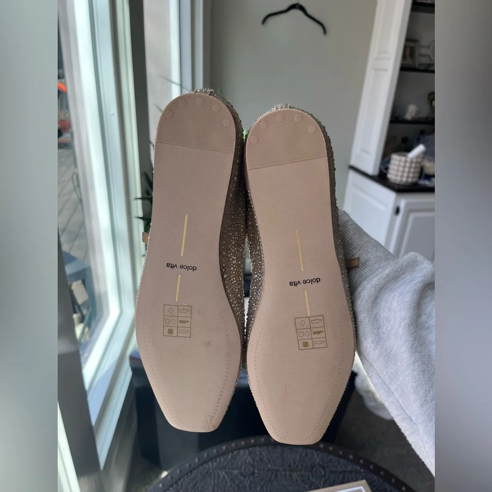 DOLCE VITA REYES CRYSTAL BALLET FLATS IN LIGHT GOLD 8.5 - Picture 12 of 12